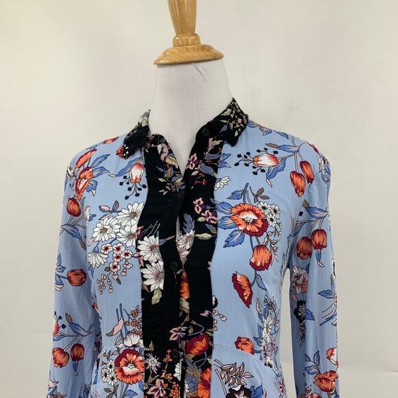 Maeve Shirt Dress Womens 0 Floral Leyster Lace Back Button Front Anthropologie - Picture 4 of 16